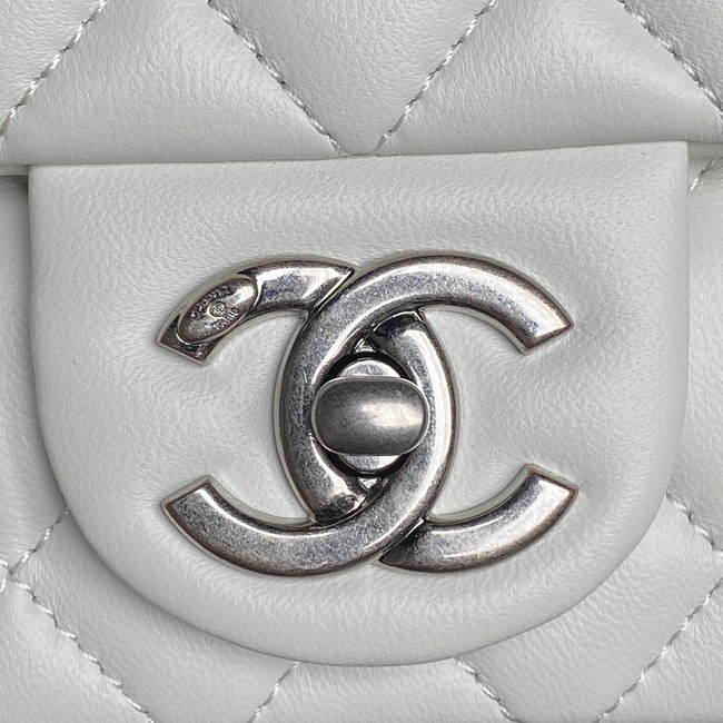 CHANEL Mini Flap Bag AS5758 white Silver Metal