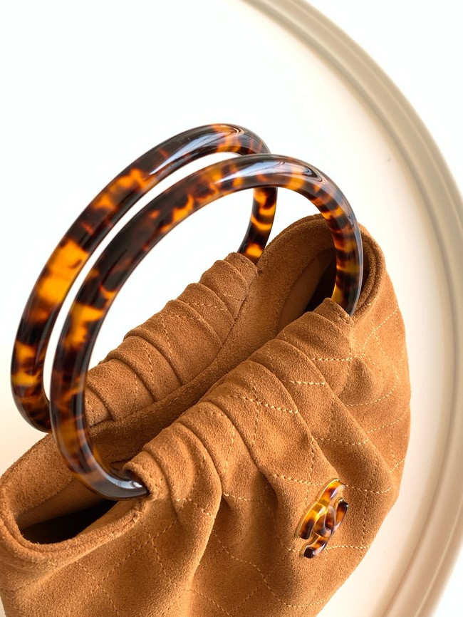 CHANEL Suede Small Hobo Bag AS6022 Camel