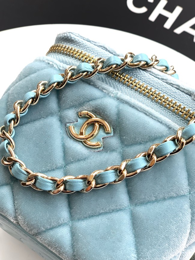 CHANEL velvet Small Vanity with Chain AP3941 light blue