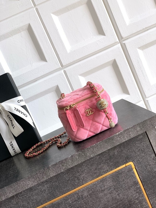 CHANEL velvet Small Vanity with Chain AP3941 pink