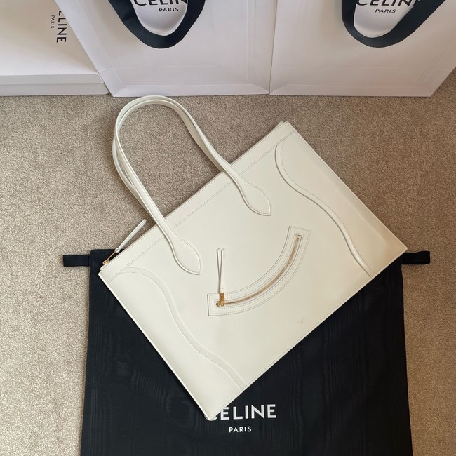 Celine FLAT CABAS NEW LUGGAGE IN GLOSSY CALFSKIN 123963 WHITE
