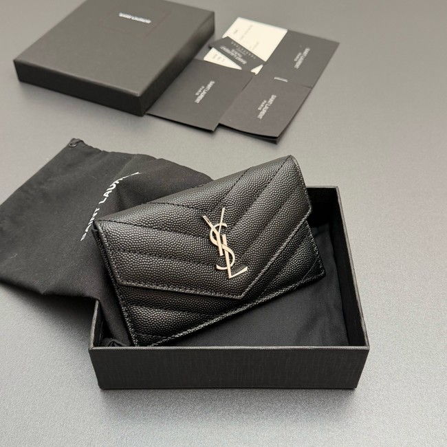 SAINT LAURENT UPTOWN FLAP CARD CASE IN GRAIN DE POUDRE LEATHER 612808-5