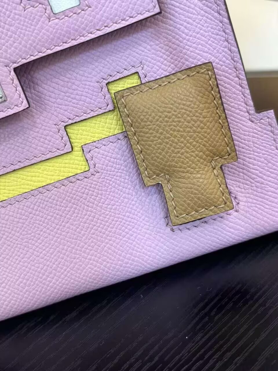 Hermes Original Epsom Leather Mosaic Figure Bag H6302 Pink Hermes Original Epsom Leather Mosaic Figure Bag H6302 Pink