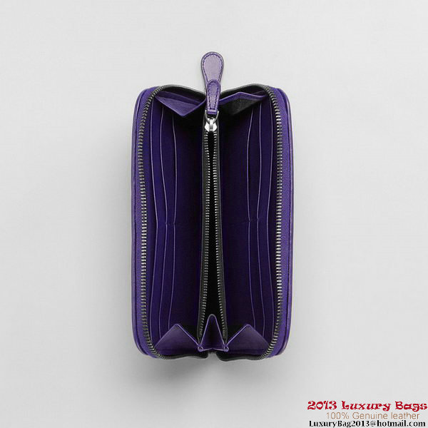 Bottega Veneta 114076 V001N 5102 Intrecciato Nappa Zip Around Wallet Violet