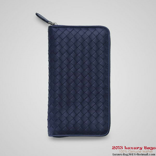 Bottega Veneta 275064 V001N 4207 Intrecciato Nappa Zip Around Wallet Indigo Blu