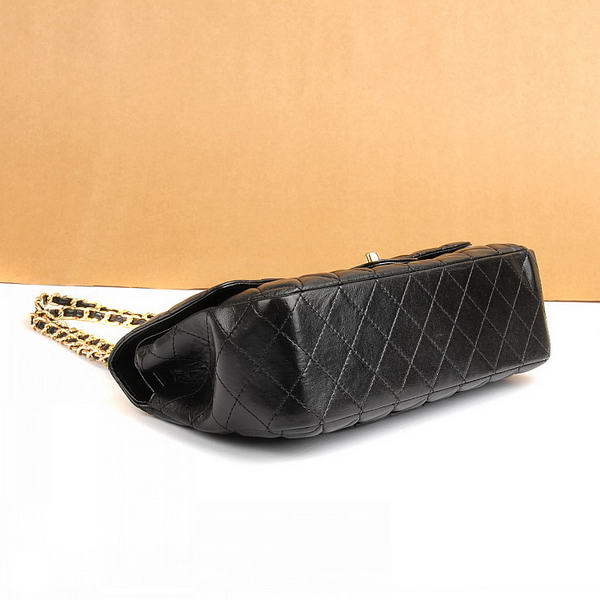 Chanel 2.55 Series Flap Bag 1112 Black Leather Golden Hardware