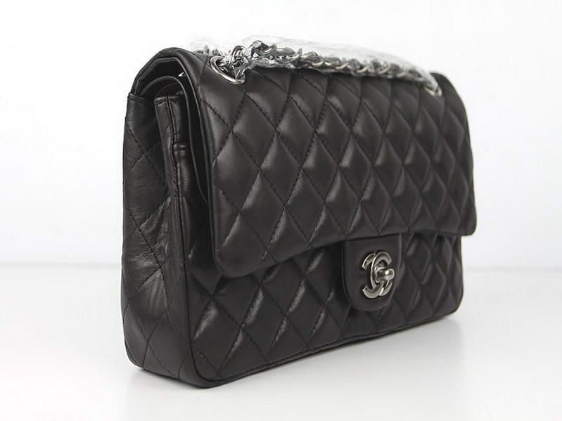 Chanel 2.55 Series Original Leather Flap Bag A01112 Black Silver