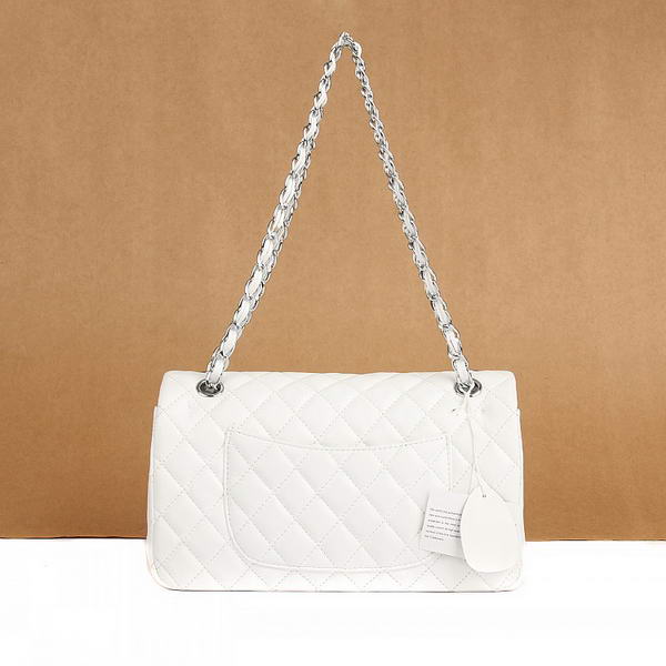 Chanel 2.55 Series Flap Bag A01112 White Leather Silver Hardware