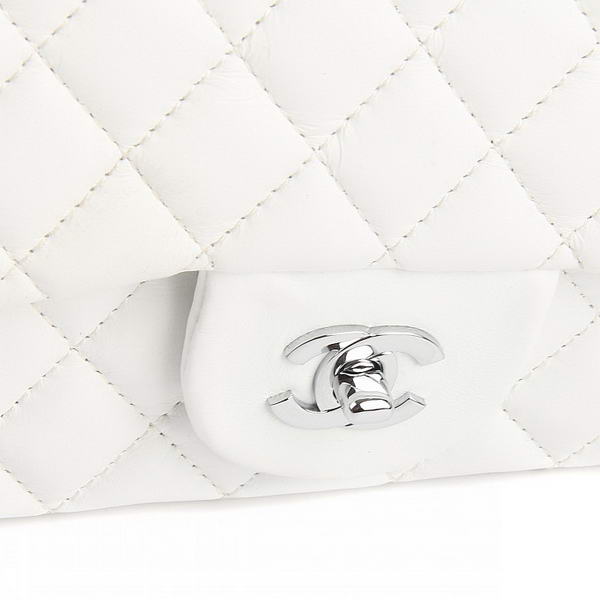 Chanel 2.55 Series Flap Bag A01112 White Leather Silver Hardware