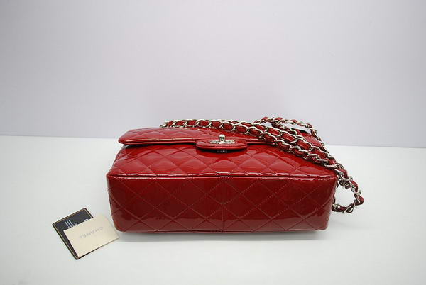 Chanel Jumbo Double Flaps Bag A36097 Red Original Patent Leather Silver