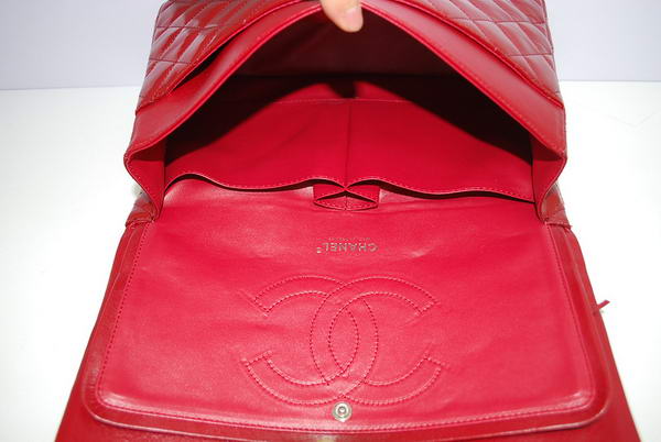 Chanel Jumbo Double Flaps Bag A36097 Red Original Patent Leather Silver