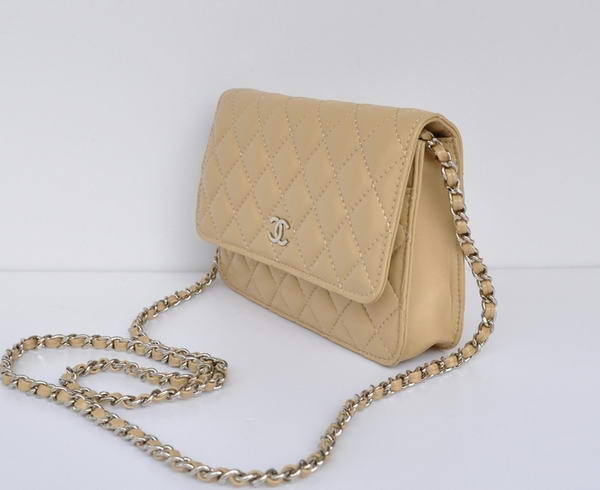 Chanel Lambskin Leather Flap Bag A33814 Apricot Silver