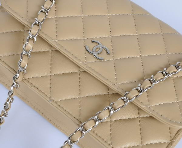 Chanel Lambskin Leather Flap Bag A33814 Apricot Silver