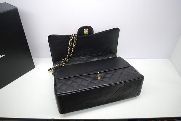 Chanel Maxi Double Flaps Bag A36098 Black Original Caviar Leather Gold