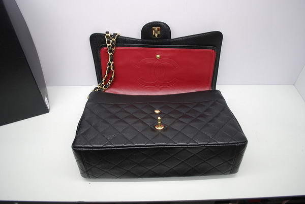 Chanel Maxi Double Flaps Bag A36098 Black Original Caviar Leather Gold