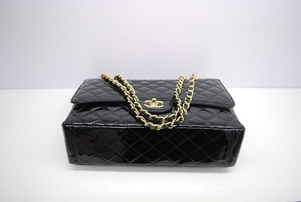 Chanel Maxi Double Flaps Bag A36098 Black Original Patent Leather Gold