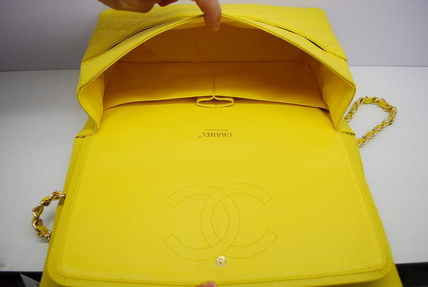 Chanel Maxi Double Flaps Bag A36098 Lemon Original Caviar Leather Gold