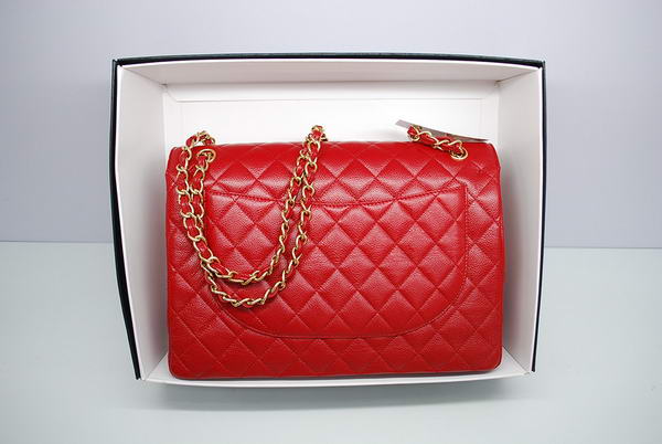 Chanel Maxi Double Flaps Bag A36098 Red Original Caviar Leather Gold