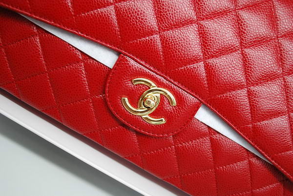Chanel Maxi Double Flaps Bag A36098 Red Original Caviar Leather Gold