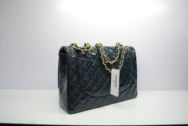 Chanel Maxi Double Flaps Bag A36098 Royalblue Original Patent Leather Gold