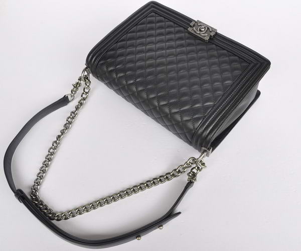 Chanel A67087 Black Sheepskin Leather Le Boy Flap Shoulder Bag