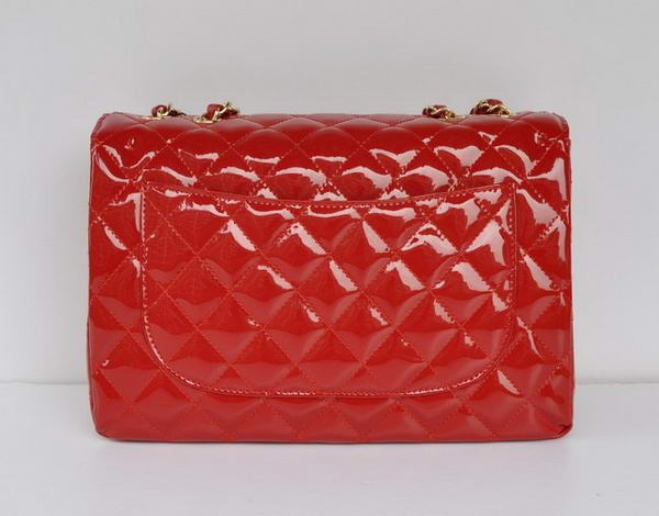 New Color Chanel A28600 Red Patent Leather Classic Flap Bag Gold