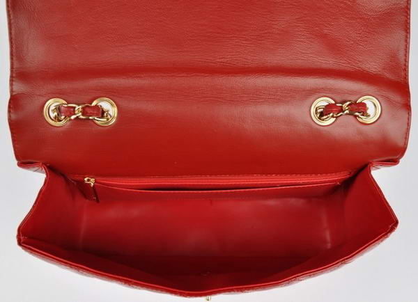 New Color Chanel A28600 Red Patent Leather Classic Flap Bag Gold