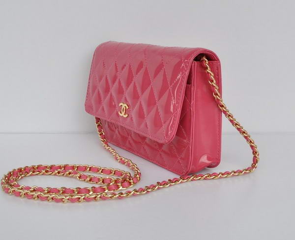 Top Quality Chanel A33814 Peach Patent Leather Flap Bag Gold