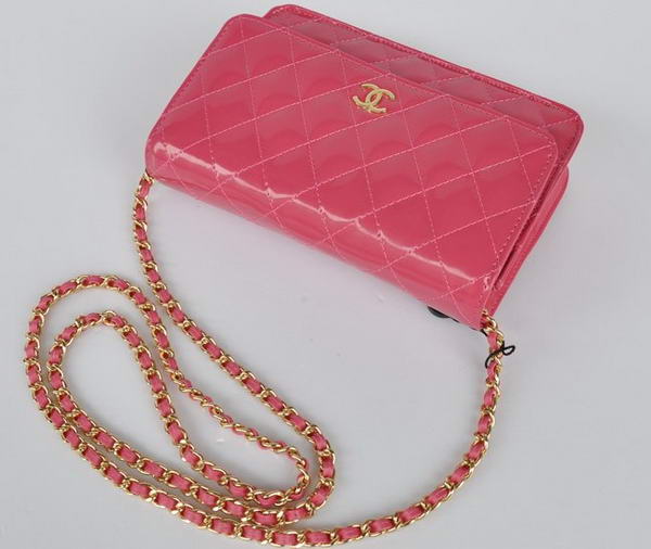 Top Quality Chanel A33814 Peach Patent Leather Flap Bag Gold