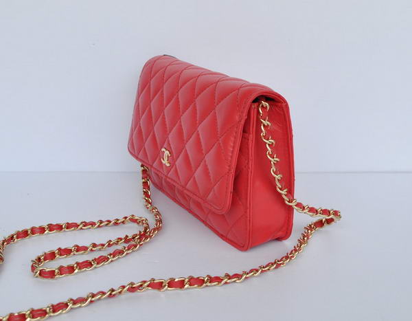 New Color Chanel A33814 Red Sheepskin Leather Flap Bag Gold
