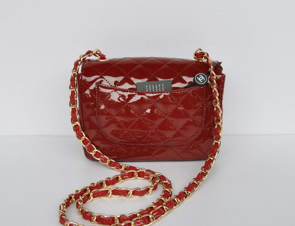 Wholesale Chanel Classic mini Flap Bag 1115 Bordeaux Patent Gold Hardware