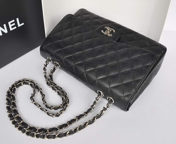 Fashion Chanel Original Caviar Leather Classic Flap Bag A28600 Black Silver
