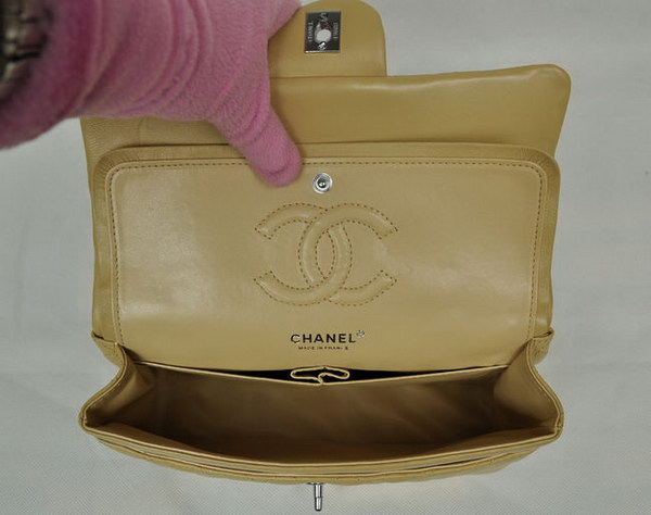 Chanel Classic Flap Bag 1112 Apricot Leather Silver Hardware