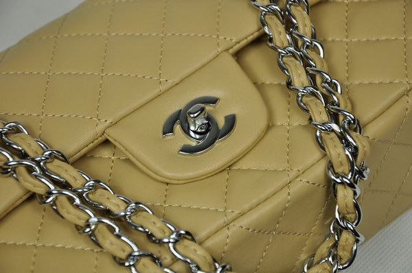 Chanel Classic Flap Bag 1112 Apricot Leather Silver Hardware