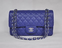 Chanel 2.55 Quilted Flap Bag 1112 Blue with Silver Hardware