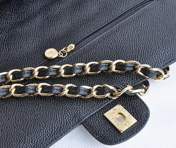 Chanel Classic 2.55 Series Black Caviar Golden Chain Quilted Flap Bag 1113