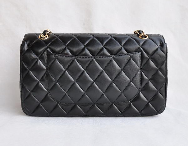 Chanel Classic 2.55 Series Black Lambskin Golden Chain Quilted Flap Bag 1113