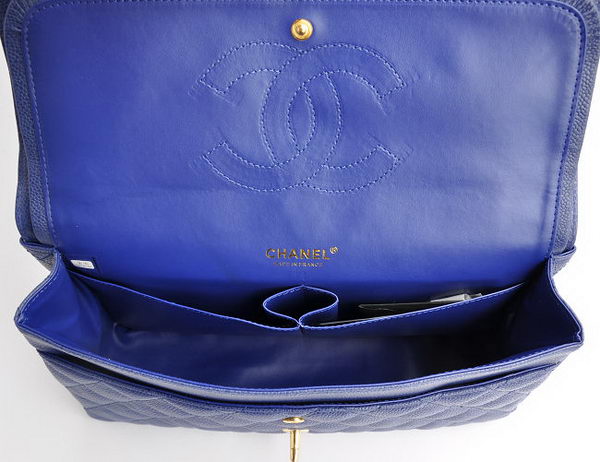 Chanel Classic 2.55 Series Blue Caviar Golden Chain Quilted Flap Bag 1113