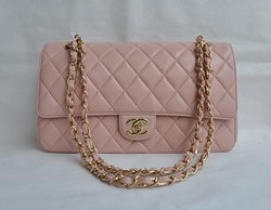 Chanel Classic 2.55 Series Pink Lambskin Golden Chain Quilted Flap Bag 1113