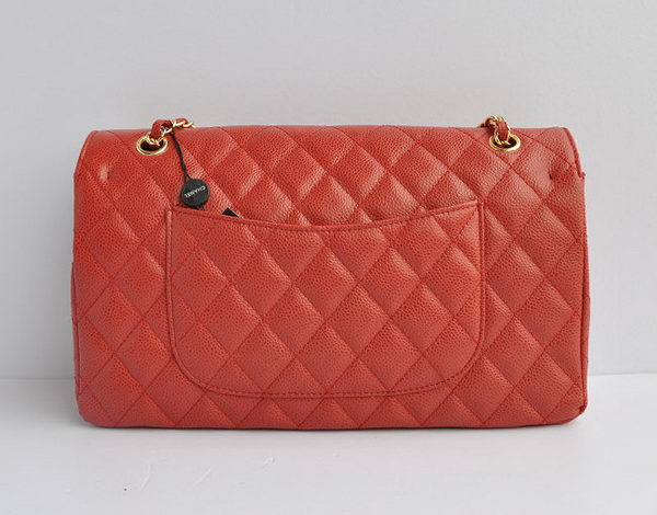 Chanel Classic 2.55 Series Red Caviar Golden Chain Quilted Flap Bag 1113