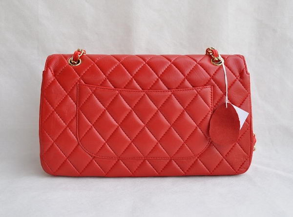 Chanel Classic 2.55 Series Red Lambskin Golden Chain Quilted Flap Bag 1113