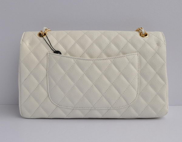 Chanel Classic 2.55 Series White Caviar Golden Chain Quilted Flap Bag 1113