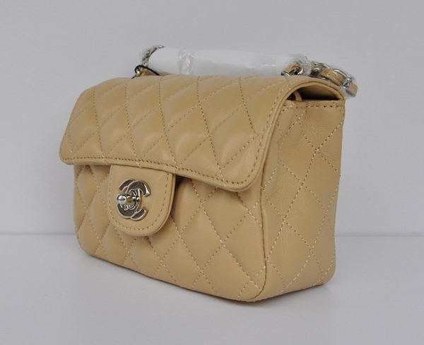 Chanel Classic Apricot Lambskin Silver Chain Quilted Flap Bag 1115