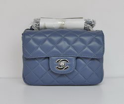 Chanel Classic Blue Lambskin Silver Chain Quilted Flap Bag 1115