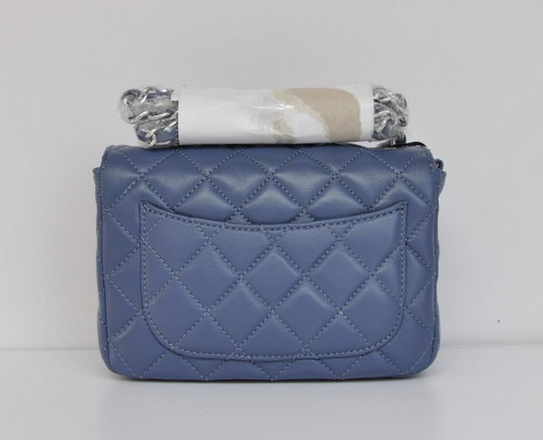 Chanel Classic Blue Lambskin Silver Chain Quilted Flap Bag 1115