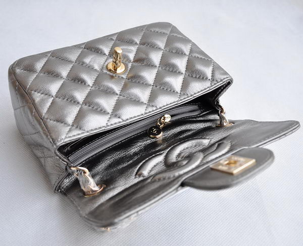 Chanel Classic Iron Gray Lambskin Golden Chain Quilted Flap Bag 1115