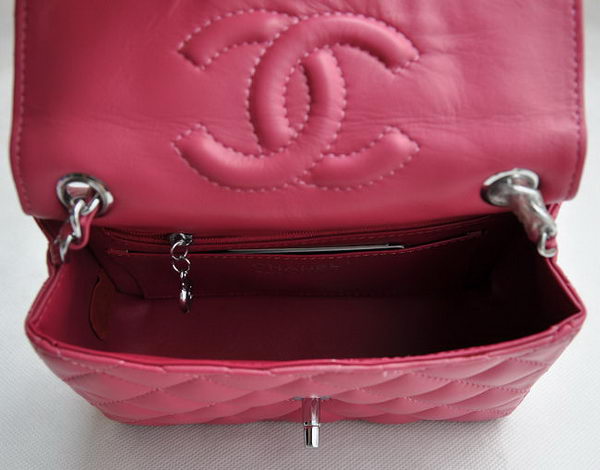 Chanel Classic Plum Red Lambskin Silver Chain Quilted Flap Bag 1115