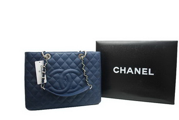 Chanel GST Caviar Leather Coco Bag A36092 Dark Blue Silver