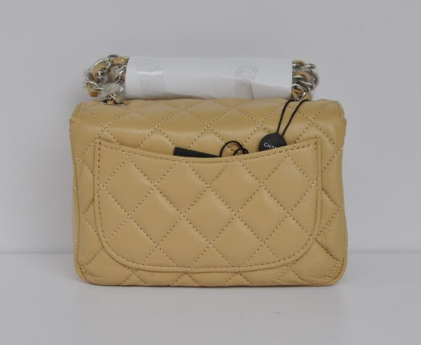 Cheap Chanel Classic mini Flap Bag 1115 Apricot Sheepskin Silver Hardware