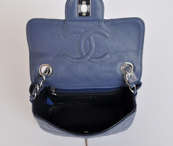 Cheap Chanel Classic mini Flap Bag 1115 Blue Sheepskin Silver Hardware